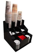 Dispenser Tazza e Coperchio Porta Caffettiera Condimenti Caddy Rack Zuccheriera Organizer