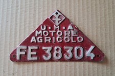 UMA Targa Motore Agricolo ORIGINALE 50/60 Litografata Rilievo 