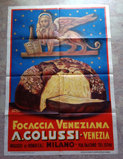 manifesto pubblicità COLUSSI FOCACCIA VENEZIANA San Marco Venezia EMKA art RARO