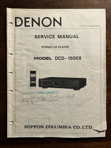 Denon model dcd 1500ii - denon,