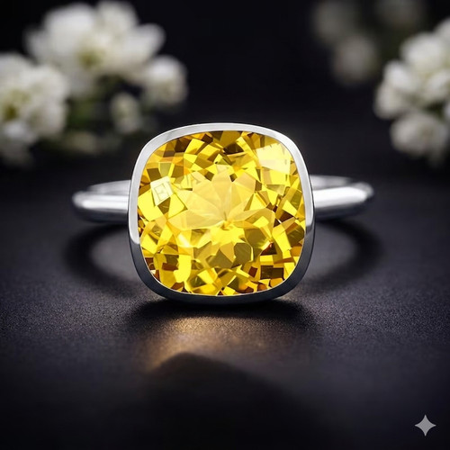 Anello zaffiro giallo - , naturale