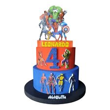 Torta Scenografica Supereroi Marvel in Polistirolo 3D - Personalizzata con Nome,