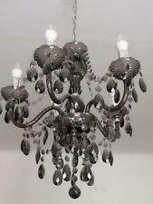 Lampadario stile Murano, acrilico 5 bracci + pendenti, fumé, Maison du Monde