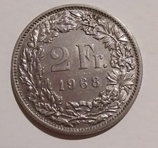 MONETA DA 2 FRANCHI SVIZZERI DEL 1968  IN OTTIMO STATO