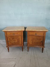Coppia Di Comodini/Mobiletti In Stile Luigi XVI Con Piano Superiore In Marmo