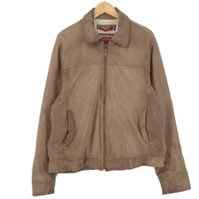 Giacca In Pelle Vintage Tommy Hilfiger Uomo Con Zip Completa Beige Ad4 Taglia 52