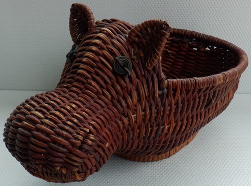 Vintage hippo basket wicker - basket,