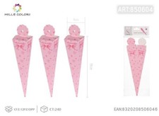 CONO PORTA CONFETTI  BATTESIMO NASCITA ROSA BAMBINA