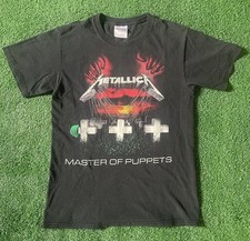 Camicia Vintage Metallica Master Of Puppets Uomo Small Hanes Tag Y2K Rock Metal