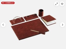 Set da scrivania classico Munari pelle bruciato 6 pezzi - Idea per regalo laurea