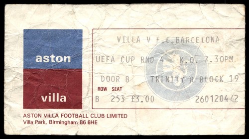 Biglietto 1978 aston villa - 1978,