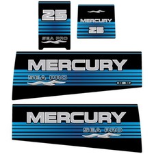 Set di adesivi di ricambio Mercury 25 SEA PRO (1996-1999) per motore fuoribordo