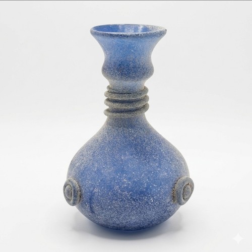 Vaso vetro artistico scavo blu