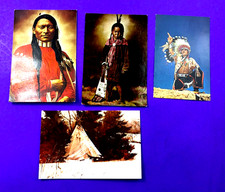 Cartoline - 4 Nativi Americani Vintage Aquila Cielo Blu New Mexico, Montana - 1968 V4
