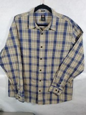 Camicia uomo Dickies blu/marrone a quadri manica lunga con bottoni taglia large vestibilità rilassata