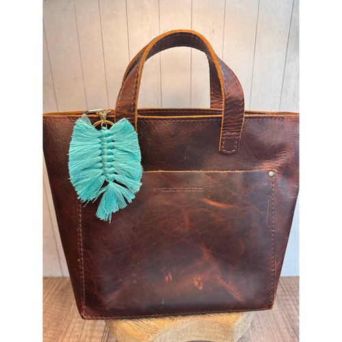 Borsa piuma macramè teal - piuma,