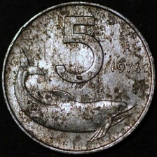 Italia 5 Lire 1974 KM# 92