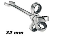 CHIAVE COMBINATA 32 mm A CRICCHETTO TESTA SNODABILE PIEGHEVOLE CHROME VANADIUM