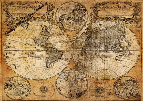 Poster vintage mappa - vintage, del