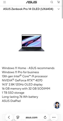 Asus zenbook pro oled - asus, 14