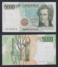 Banknote italy 5000 - italy, lire