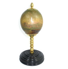 Oggetto D'Arte Uovo Di Struzzo Dipinto XIX Sec.