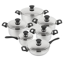 Batteria  Pentole Bavaria  12 pezzi Acciaio Inox 18/10 Con Coperchio Induzione