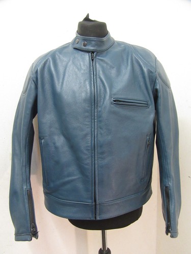 Giacca moto pelle blu - moto,