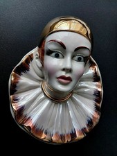 Maschera in ceramica vintage Art Deco Pierrette maschera viso arlecchino