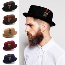 Cappello di lana uomo donna Pork Pie retrò fascia a molla Fedora cappello jazz matrimonio festa