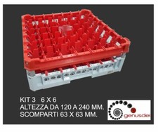 CESTELLO IMPILABILE PER LAVAGGIO 49 BICCHIERI ADATTABILE CM.49X49 MM.120X240H