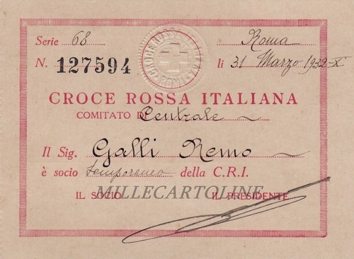 Croce rossa italiana tessera - italiana,