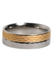 Dolce & Gabbana Oro Argento Tono Vero Ottone Dg Logo Uomo Anello Autentico