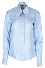 GUCCI CAMICIA SETA BLU IT 38