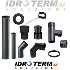 TUBI E RACCORDI PER STUFE A PELLET NERO OPACO Ø80 Ø100 ACCESSORI PELLET