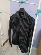 camicia uomo ZARA taglia 40 nera gessata bianco elegante slim fit 100% cotone