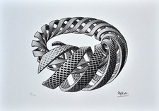 M.C. Escher, Spirali, 1953, litografia, arte firmata