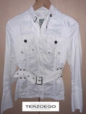 TERZOEGO Trench Giacca DONNA Primavera / Estate Leggera BIANCA con CINTURA Mis.M