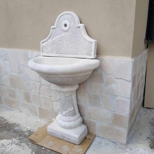 FONTANA A MURO PARETE LAVANDINO CON COLONNINA DA GIARDINO PER ESTERNO IN CEMENTO