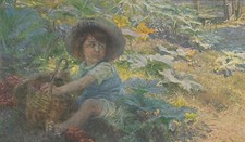 CARTOLINA *86 ARTE PITTURA RICCARDO GALLI "NELL' ORTO" CULTURA NON VIAGGIATA