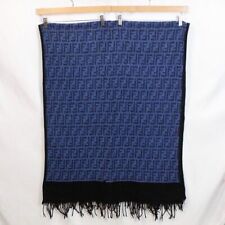 Stola Fendi colore blu con ricamo 176x68 cm