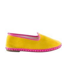 Scarpe basse ballerine ragazza donna modello friulane color giallo bordino rosa