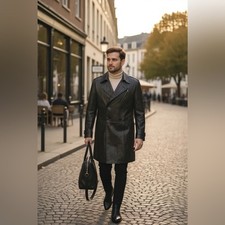 Cappotto pelle nero John