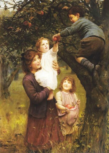 Bambini che raccolgono mele