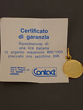 riproduzione di una lira italiana in argento massiccio Placcato Oro 24 K