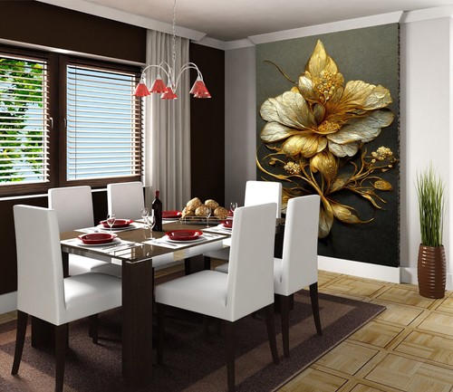 Golden blumen h5473 - golden, tapete