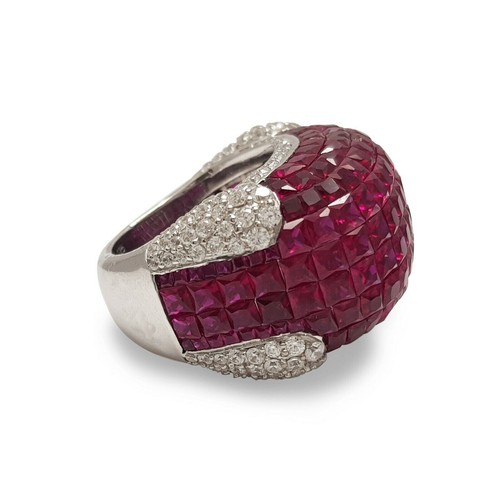 Anello con rubino creato - , in