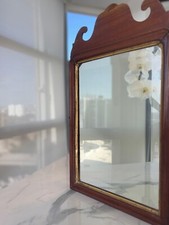 Specchio da parete antico vintage ornato in mogano stile Chippendale