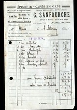 AURILLAC (15) CAFES & EPICERIE en gros "BERGEAUD / G. SANFOURCHE Succ" en 1935