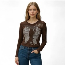 Top Sz L Brown Angel Wings
